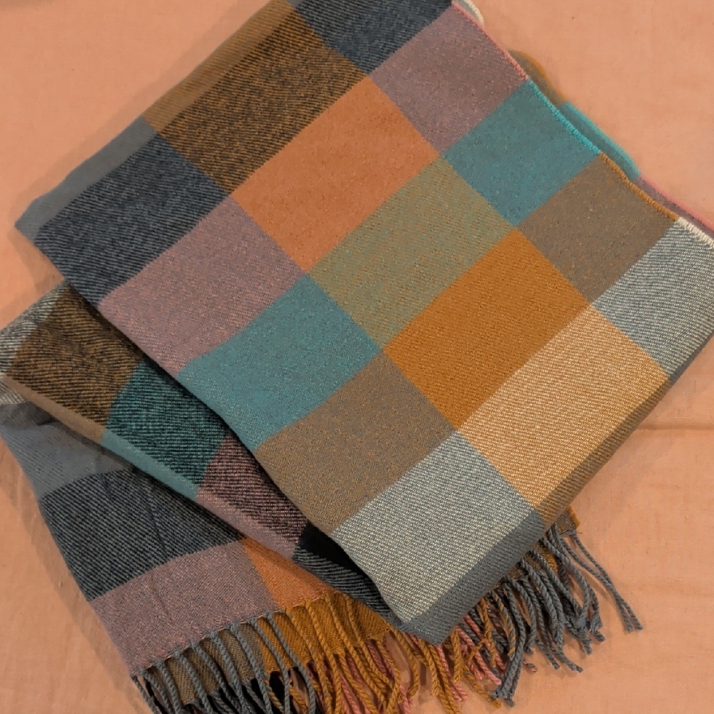 J Crew Oversized Plaid Scarf / Wrap 25"x80"